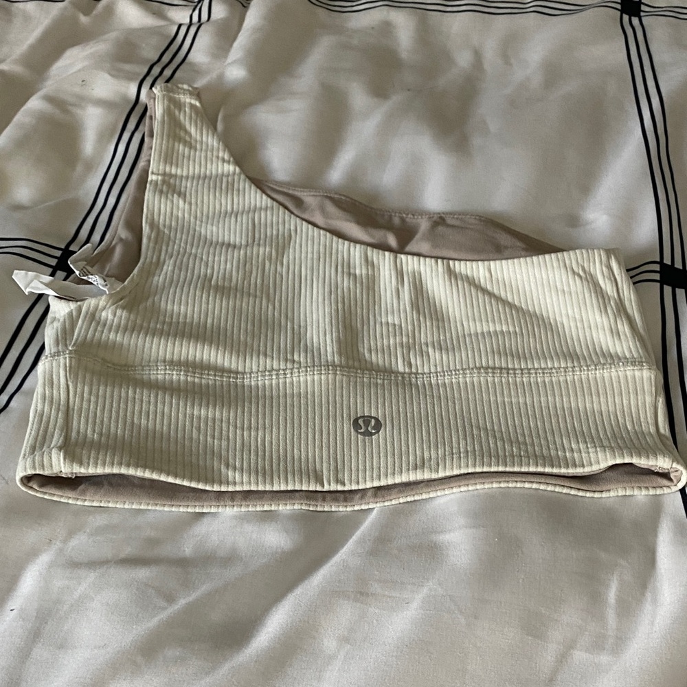 Lululemon One-Shoulder Ribbed Cream Top - Picture 2 of 7